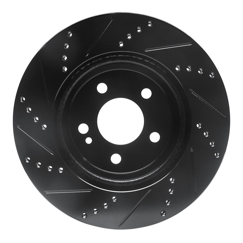 Mercedes-Benz C350E Brake Rotor (1) - Rear Right - R1 Concepts - Drilled & Slotted - Black - `15-`23